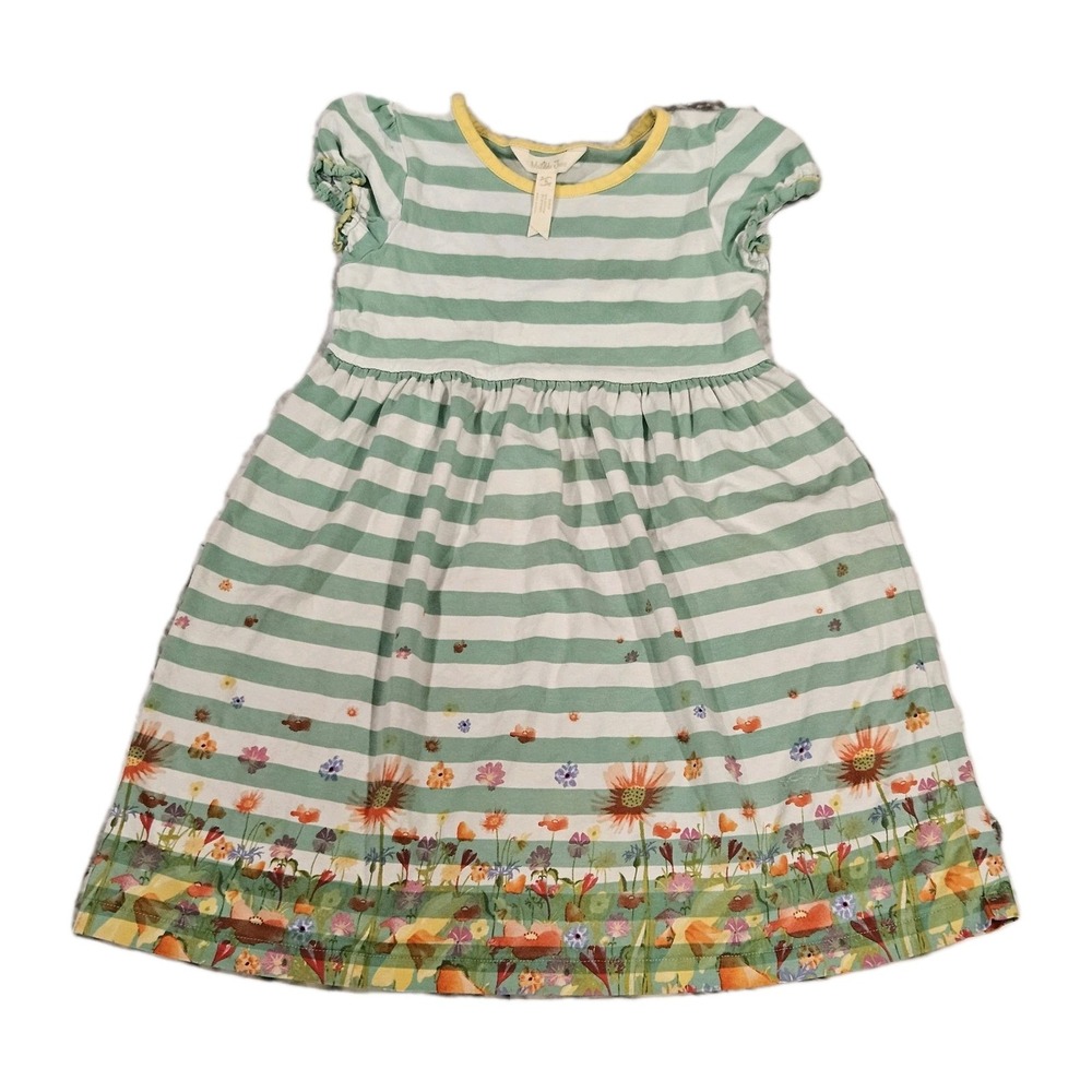 Matilda Jane Backyard Oasis White Green Striped Floral Spring Summe Dress Size 6
